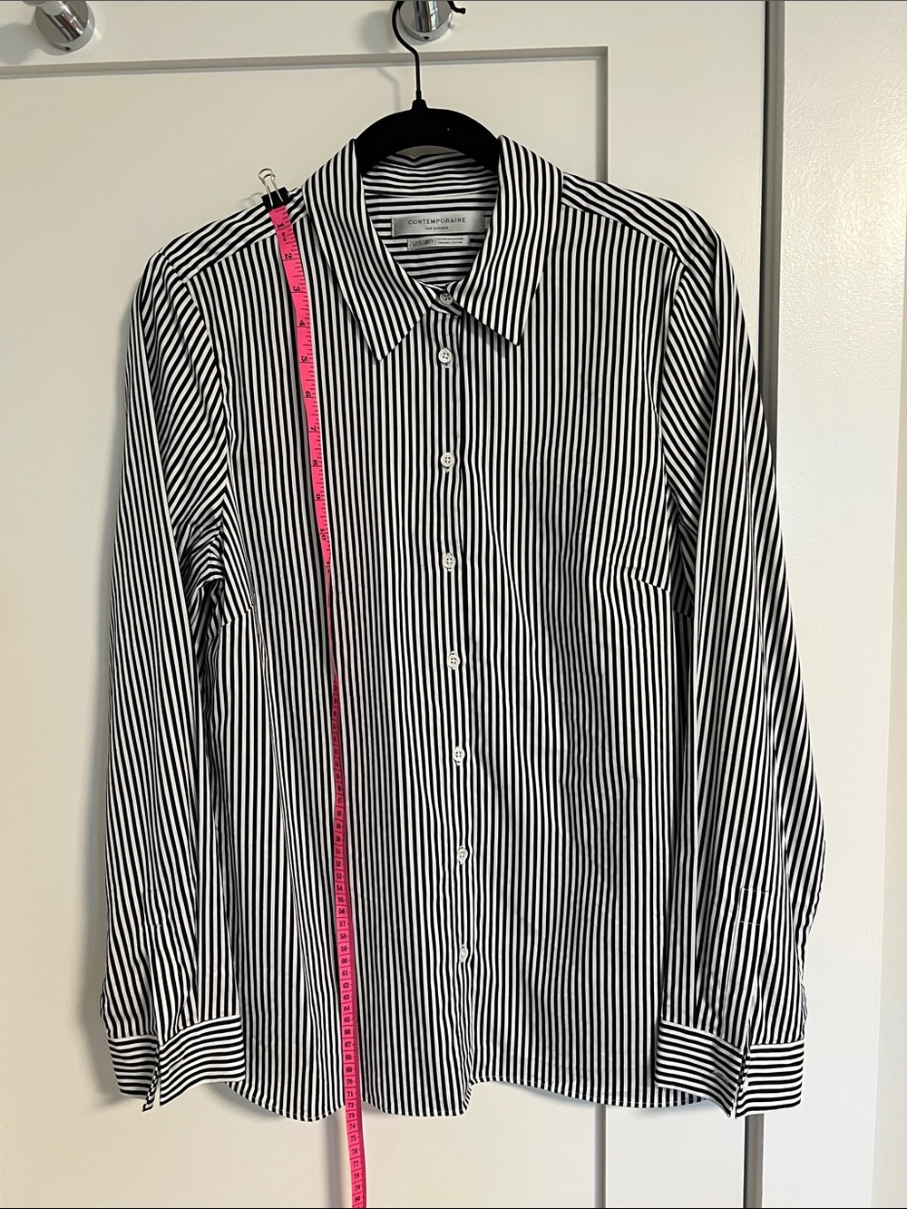 Simons Black and White Striped Dress Shirt